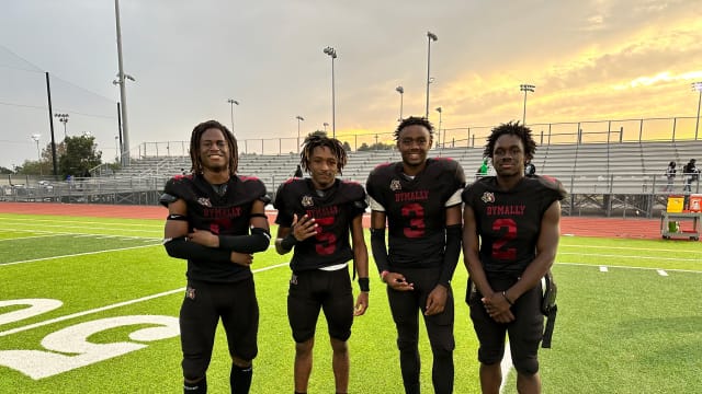 Dymally football's (L-R) Milton Catching, Tramonte Lowe, Bryant Collins, Jermaine Whiten.